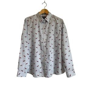 Lands End No Iron Supima button up shirt fox long sleeve collar cotton 16